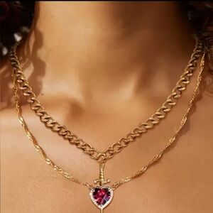 New Gold Colored Heart Pendant Necklace